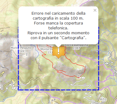 Avviso di cartografia non caricata